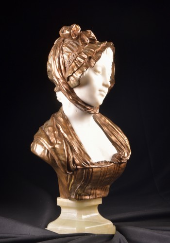 XIXe siècle - Grand buste en marbre et bronze - G. Levy (1820-1889)