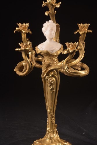  - A Large Pair Of 19th Century Five-armed Candlesticks