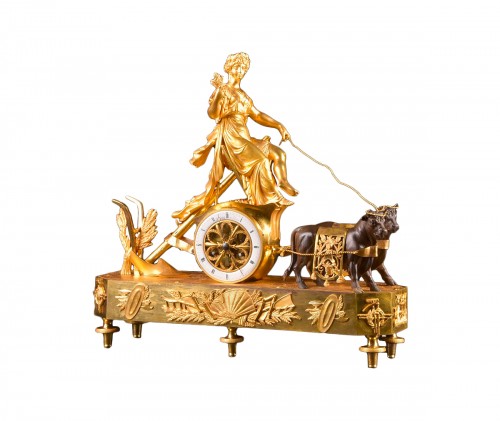  &quot;the Chariot Of Ceres&quot; Louis XVI bronze Mantel Clock