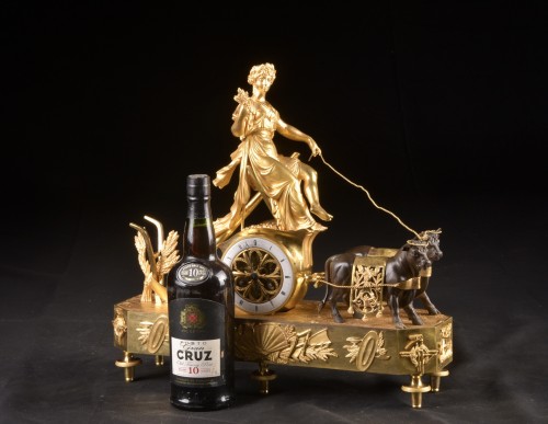 Horology  -  &quot;the Chariot Of Ceres&quot; Louis XVI bronze Mantel Clock