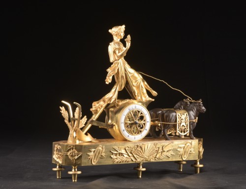  &quot;the Chariot Of Ceres&quot; Louis XVI bronze Mantel Clock - 