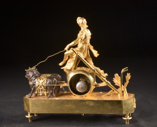18th century -  &quot;the Chariot Of Ceres&quot; Louis XVI bronze Mantel Clock