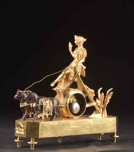 Antiquités -  &quot;the Chariot Of Ceres&quot; Louis XVI bronze Mantel Clock