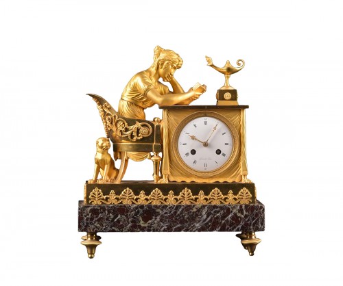 La lecture, pendule de cheminée en bronze doré, ca. 180