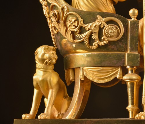 19th century - La Lectura, a French Empire mantel clock in gilt bronze, ca, 1800