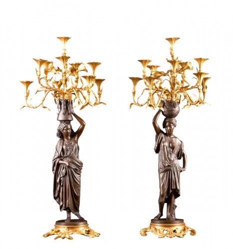 Grande paire de candélabres orientalistes par Charles Cumberworth (1811-1852)