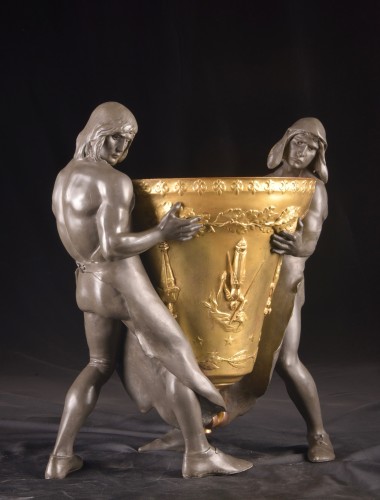 Sculpture Sculpture en Bronze - Fondeurs de cloche, par Louis Étienne Marie Albert-Lefeuvre (1845 - 1924)