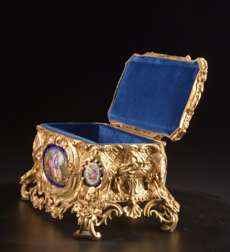 19th-Century French Porcelain and Gilt Bronze jewelry casket - Objects of Vertu Style Napoléon III