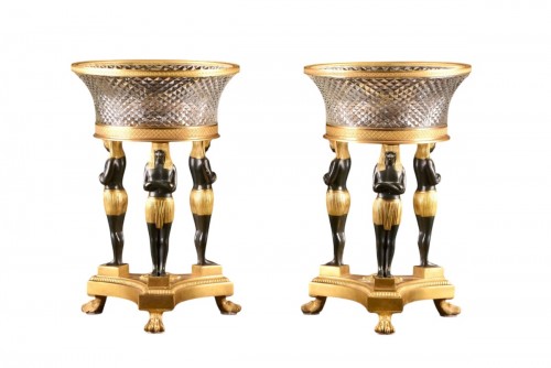 Pair of Cassolettes with Egyptian Figures – France, 19th century