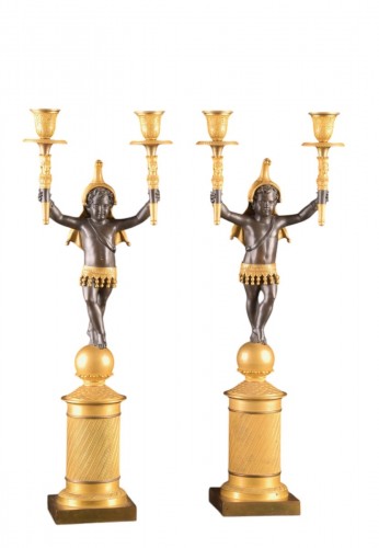 A rare pair of French Empire Candelabra – ‘L’Amour Triomphant’, circa 1815