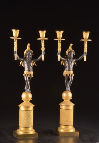 A rare pair of French Empire Candelabra – ‘L’Amour Triomphant’, circa 1815 - Empire