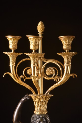 Pair Of Monumental Candelabra, 19th century  - Lighting Style Empire