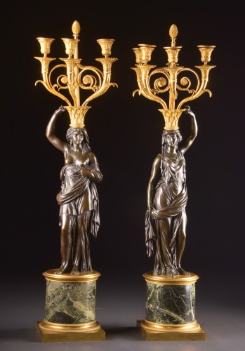 Pair Of Monumental Candelabra, 19th century  - Empire
