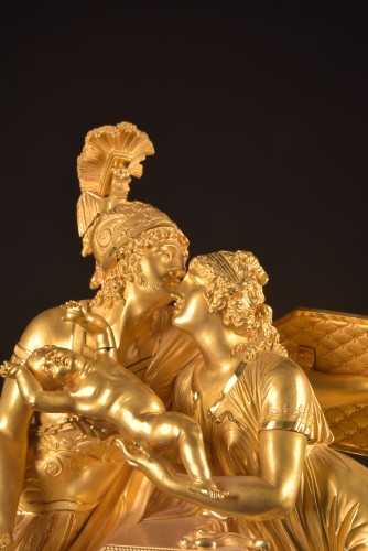 Empire &quot;Hector&quot; Clock, Attributed To Claude Galle, Movement Signed Rocquet  - 