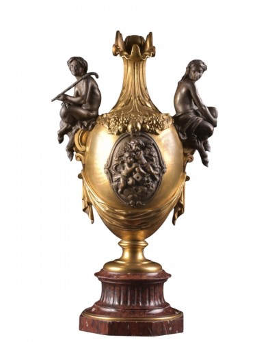 Large 19th Century Gilt And Patinated Bronze Vase – Signed V. P: Victor Pai