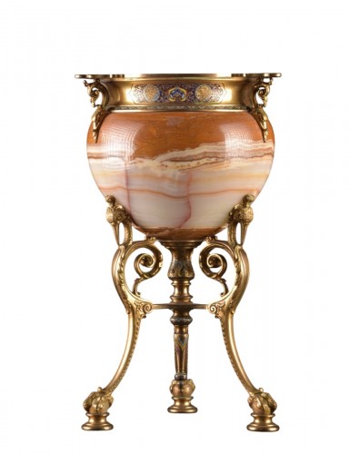 French Algerian Onyx Flowerpot, Attributed To Louis François Eugène Cornu 