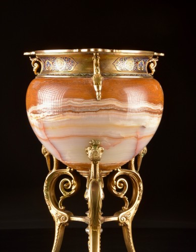 French Algerian Onyx Flowerpot, Attributed To Louis François Eugène Cornu  - 