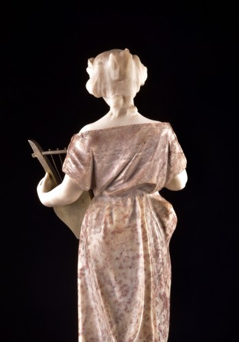 19th century - An Italian Carved Marble Figure Of A Maiden With Lyre, Signed Pugi, Florenc