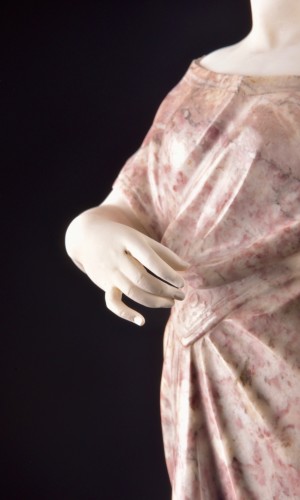 Antiquités - An Italian Carved Marble Figure Of A Maiden With Lyre, Signed Pugi, Florenc
