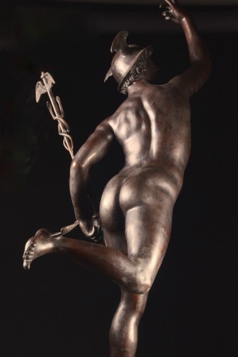 Antiquités - Monumental Hermès en bronze inspiré du modèle de Giambologna