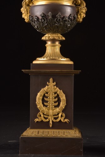 Decorative Objects  - Pair Of Medici Vases In Patinated Bronze And Gilt Bronze