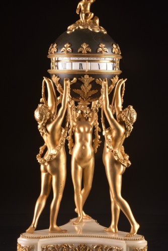Horology  - Large “three Graces” Clock With Rotating Circles circa 1860