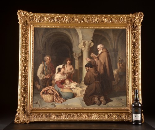 19th century - Ludwig Brüls (1803–1882) - Family Blessed by Two Franciscan Monks