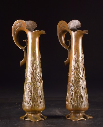 20th century - Carmelo Cernigliari-Melilli (1870–1944) - Pair Of Art Nouveau Bronze Vases