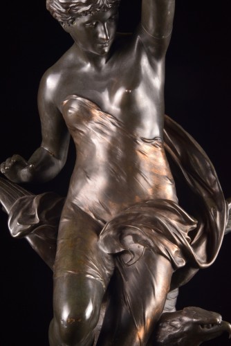 Sculpture Sculpture en Bronze - Hébé et Jupiter sous la forme d’un aigle, Émile-Louis Picault (1833–1915)