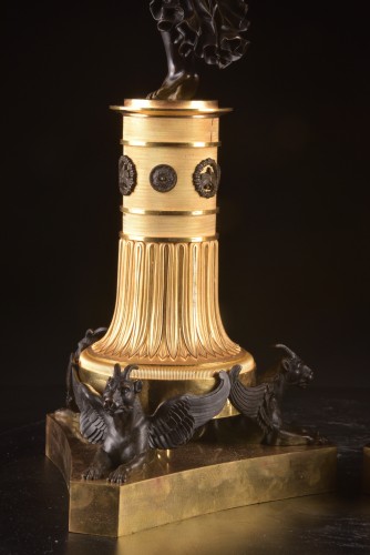 Pair of Bronze Empire Candelabra - Empire