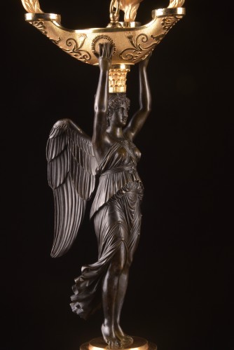 Antiquités - Pair of Bronze Empire Candelabra