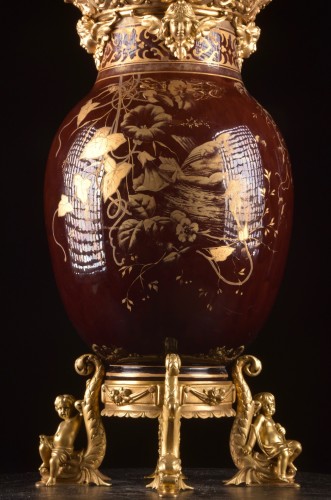 19th century - Large Sang -de-boeuf-Vase Mounted In Gilt Bronze