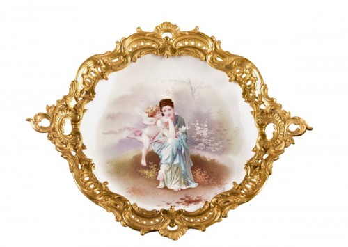 French Porcelain Dish Mounted In Gilt Bronze, Napoleon III Period