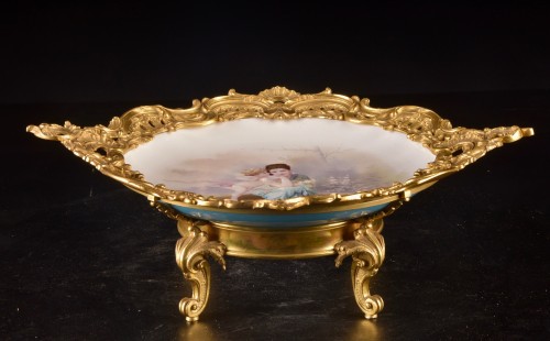 Porcelain & Faience  - French Porcelain Dish Mounted In Gilt Bronze, Napoleon III Period