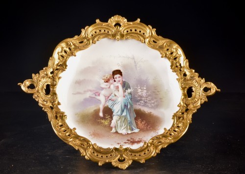 French Porcelain Dish Mounted In Gilt Bronze, Napoleon III Period - 