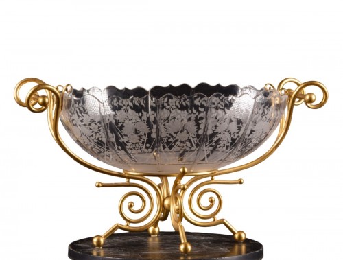 Centre de table en verre de Baccarat monté en bronze doré, France fin du 19e début 20e