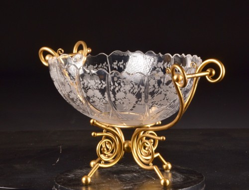 Art nouveau - Baccarat Glass Centerpiece Mounted In Gilt Bronze, France, Late 19th / Earl