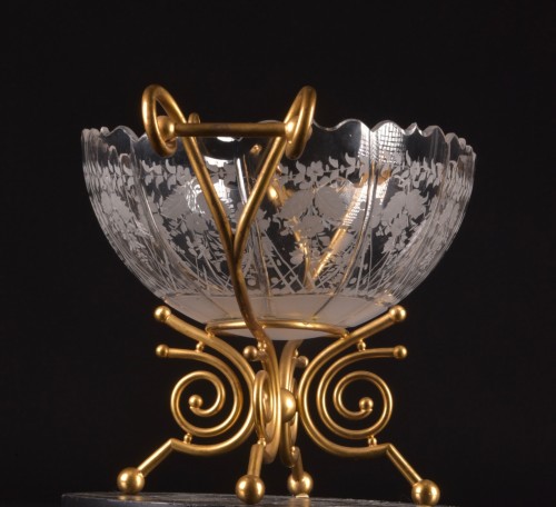 Antiquités - Baccarat Glass Centerpiece Mounted In Gilt Bronze, France, Late 19th / Earl