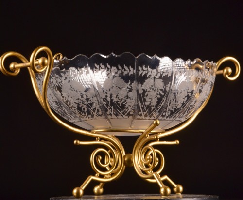 Antiquités - Baccarat Glass Centerpiece Mounted In Gilt Bronze, France, Late 19th / Earl