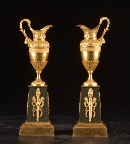Antiquités - Pair Of Empire Period Gilt Bronze Ornamental Vases, France Circa 1805–1815