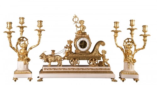 A Set Of Gilt Bronze Clocks, France Late 19th Century