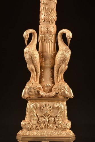 Paire de bougeoirs en bronze doré début 19e siècle - Empire