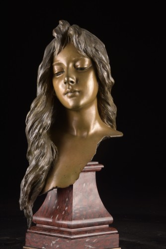 Sculpture Sculpture en Bronze - Emmanuel Villanis (1858–1914) — Buste féminin