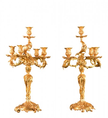 Paire de candélabres en bronze doré – France, vers 1850