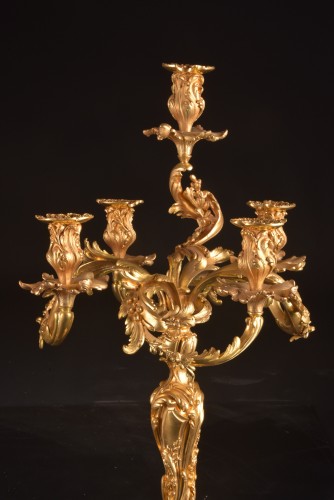 Antiquités - Paire de candélabres en bronze doré – France, vers 1850