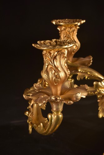 Antiquités - Paire de candélabres en bronze doré – France, vers 1850