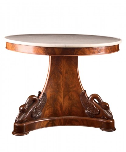 Guéridon Empire en acajou et marbre, début du XIXe siècle