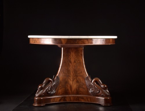 Empire Style Pedestal Table In Mahogany And Marble, Early 19th Century - Furniture Style Empire