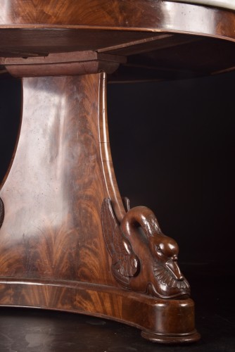 19th century - Empire Style Pedestal Table In Mahogany And Marble, Early 19th Century