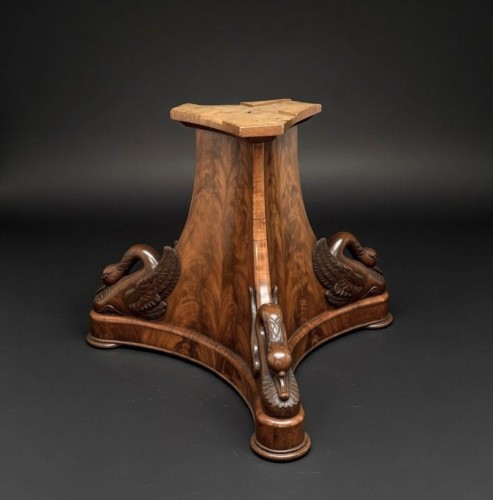 Antiquités - Empire Style Pedestal Table In Mahogany And Marble, Early 19th Century